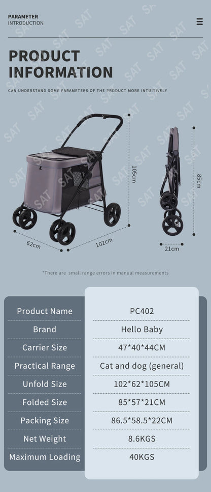 China Wholesale Outdoor retractable pet stroller cart open pet wagon stroller for travel