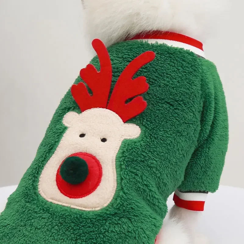 Dog Christmas Clothes Winter Warm Pet Clothes for Small Medium Dogs Elk Santa Claus Dog Cats Coat Hoodies Christmas Dogs Costume