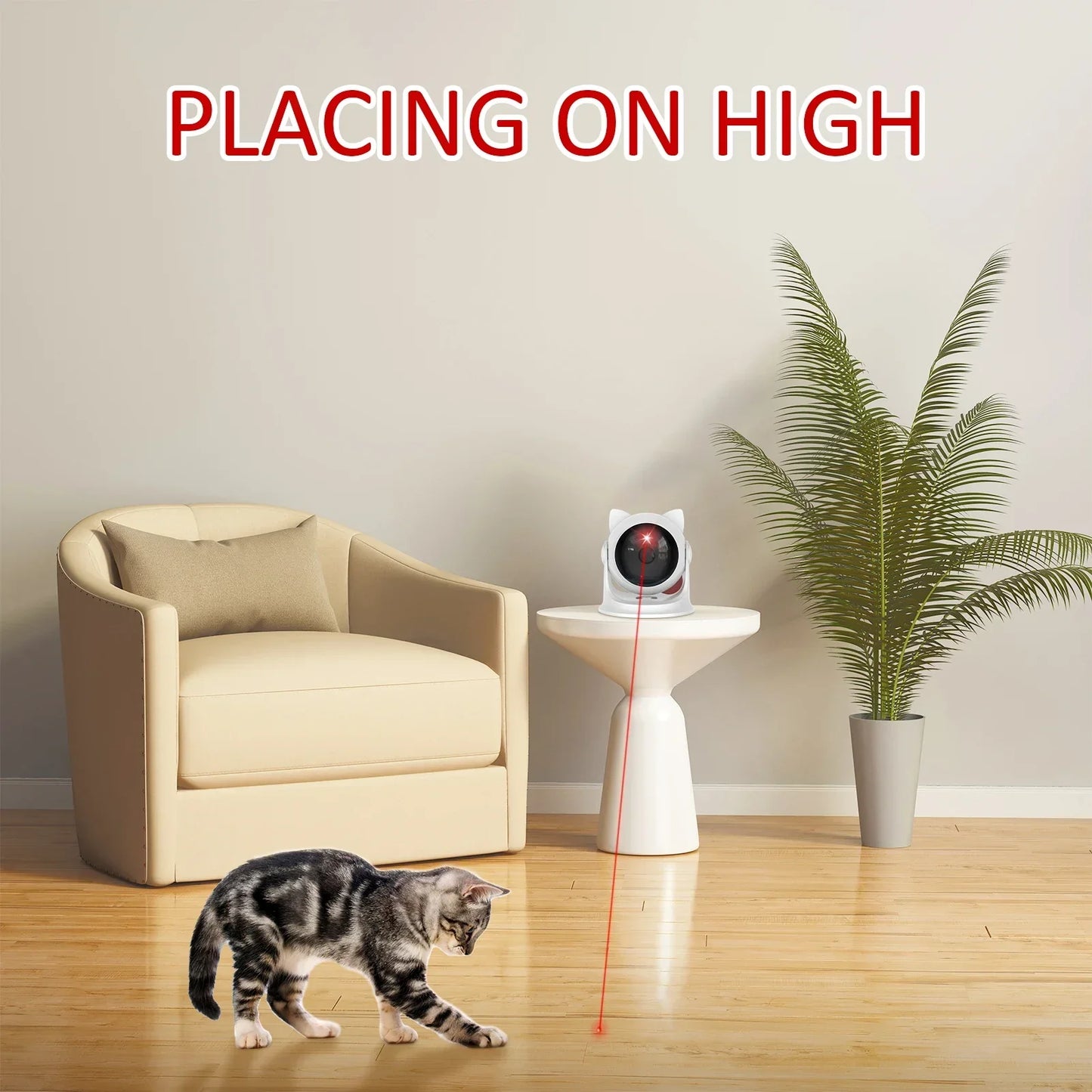 猫用レーザーおもちゃ 自動充電式モーション ランダム起動インタラクティブ猫おもちゃ 室内猫/犬/子猫用 スロー&amp;ファストモード