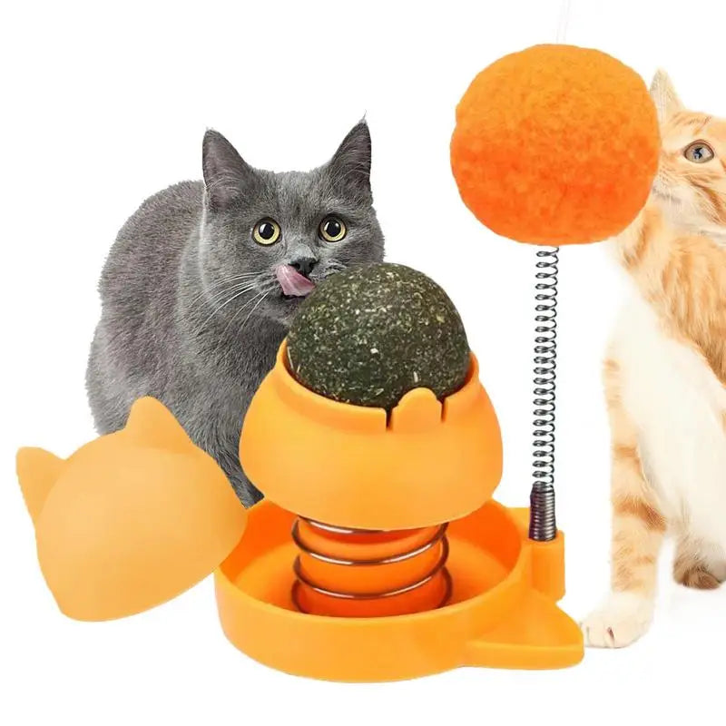 Catnip Stickers Rotatable Cat Licking Balls Edible And Healthy With Spring Ball Catnip Bubbles Lickable For Cats Catnip Ball Toy