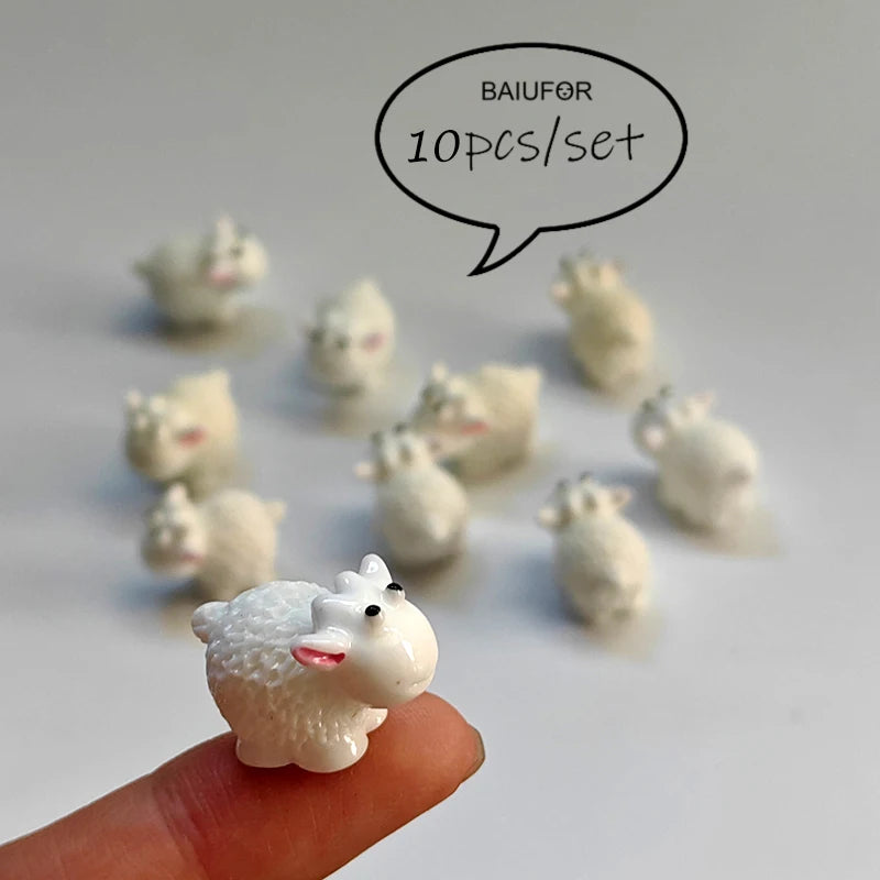 10PCS Dog Squirrel Fox Rabbit Sheep Duck Pig Cat Horse Frog Turtle Snake Koala Figurine Miniature Fairy Garden Decor Accessories