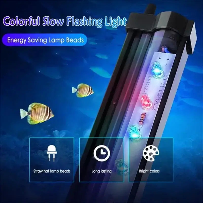 Aquarium Fish Tank LED Colorful Light EU/US Plug Submersible Waterproof Bar Strip Lamp Submersible Lightings Tank Decoration