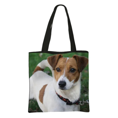Jack Russell Terrier Women Tote Bag Labrador Print Pets Dog Student Casual Daily Use Single Handbags Portable Shoulder Bag Gift