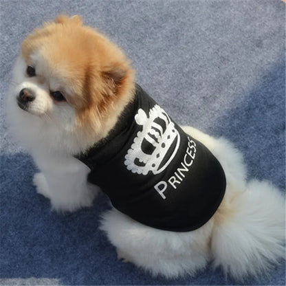 Princess Crown Dog Shirts Vest, Puppy Summer Dog Clothes for Small Dogs, Puppy Cat T Shirt Pet Apparel