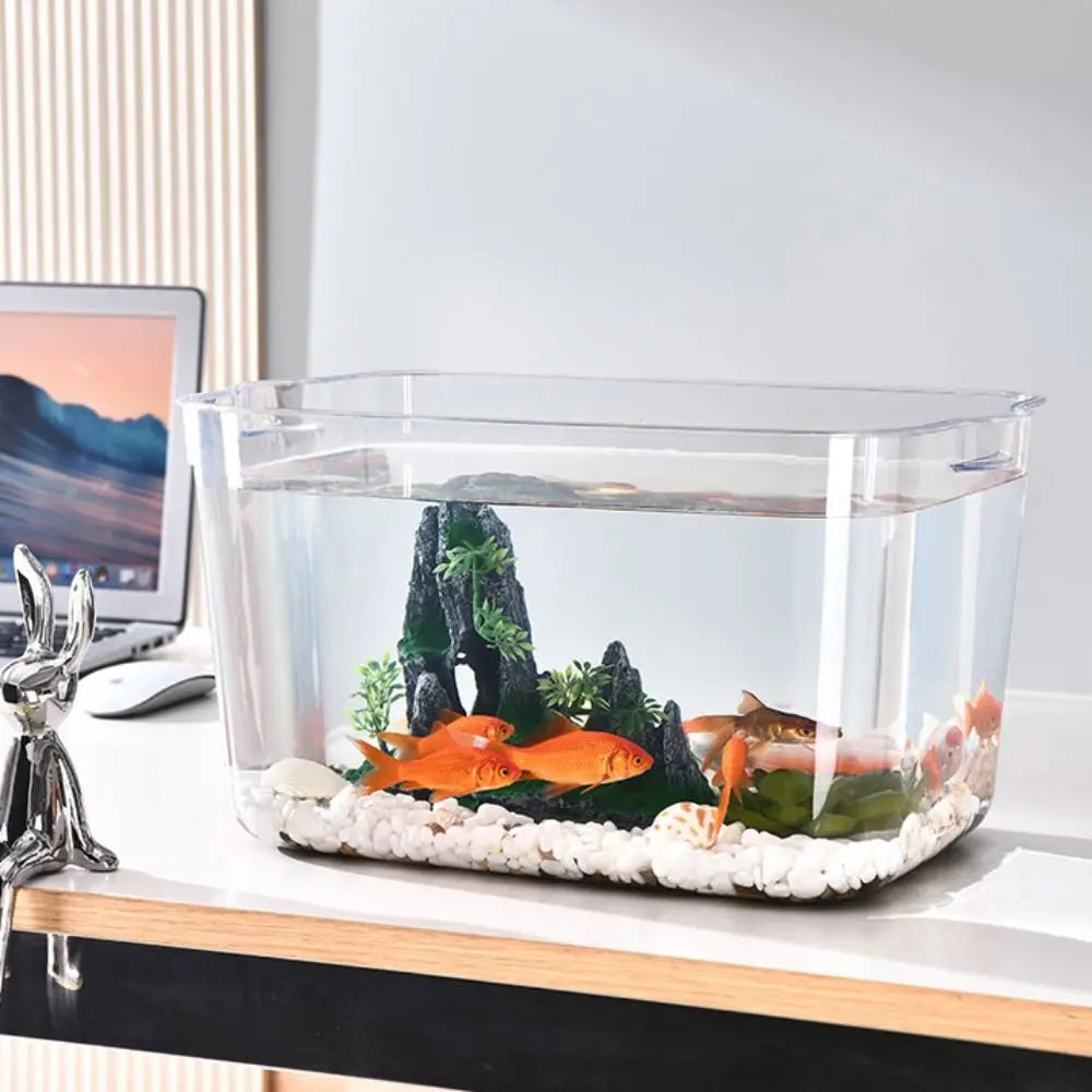 Transparent Explosion-proof Plastic Fish Tank Fall Prevention PET Desktop Goldfish Bowl Small Ecological Water Tank