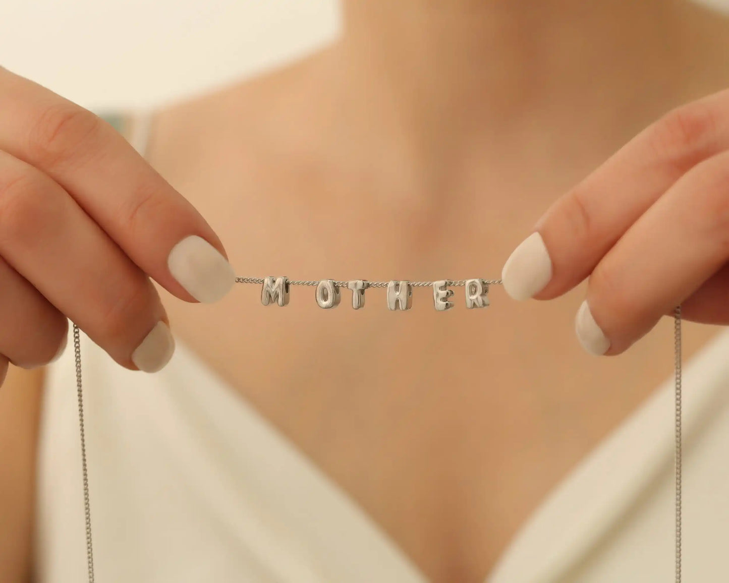 Custom Mama Necklace Sliding MOM Necklace Stainless Steel Jewelry Gift For Women Balloon Letters Mother Necklace Puffy Letter