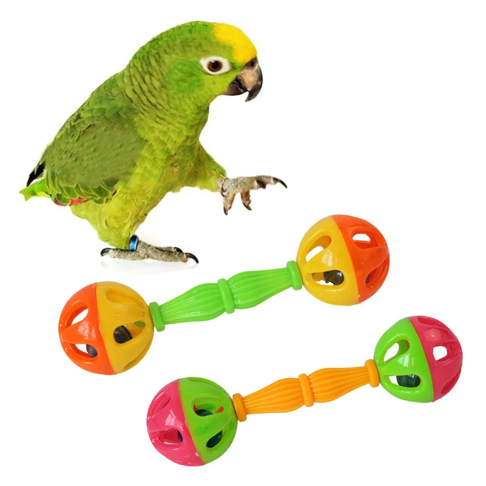 3/2/1 PCS Parrot Toy Creative Rattle Bite Resistant Bird Bite Toy Double-head Bell Ball Toy Parrot Training Toy Bird Toys