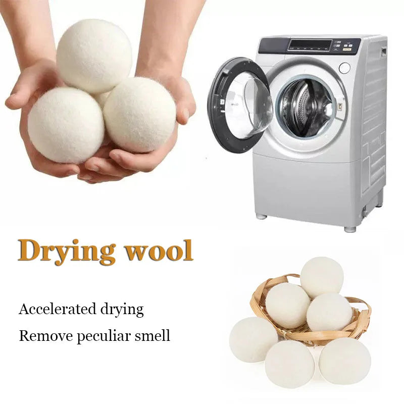 Wool Dryer Balls Reusable  Natural Fabric Softener Laundry Washing Machine Accessories Home Washing 4/5/6cm Fleece Dryer Balls