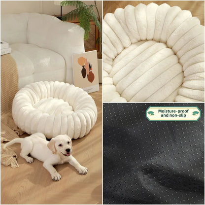 Round Plush Dog Bed for Medium Pets, Winter Soft Nest