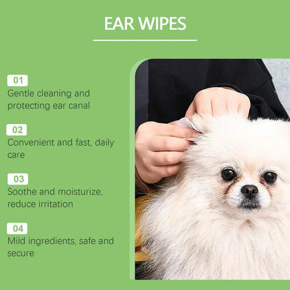 Dog Ear Cleaner Wipes Effective Cat Ear Wipes Dog Ear Cleaning Pads Soothing Dog Ear Cleaner Cat Ear Cleaner Wipes for Pet Dogs