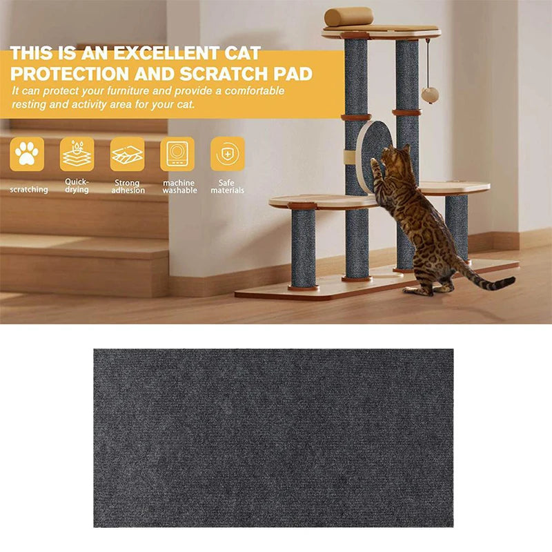 Trimmable Self-Adhesive Cat Scratch Mat Protect Your Furniture and Walls from Scratching