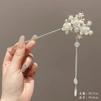 Classic Hair Stick Peach-blossomhair Chopsticks Gold Plated Prong Updo Chignon Hairpin For Women Chinese Hanfu Hair Accessories
