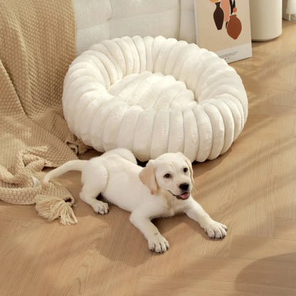 Round Plush Dog Bed for Medium Pets, Winter Soft Nest