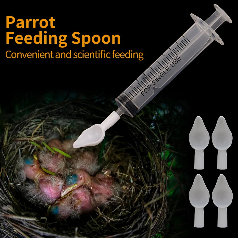 Bird Parrot Feeder Spoon With Manual Syringe Baby Bird Milk Medicine Feeding Syringe with Soft Feeding Tubes Baby Bird Feeding