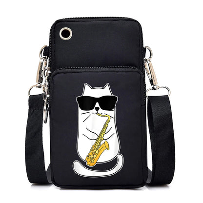 2024 Zipper Small Crossbody Bags Cartoon Anime Cat Women's Shoulder Purses and Handbags Girls Fashion Animal Mobile Phone Bag