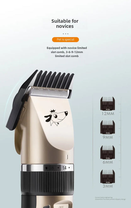 Rechargeable low-noise pet grooming clipper for dogs & cats