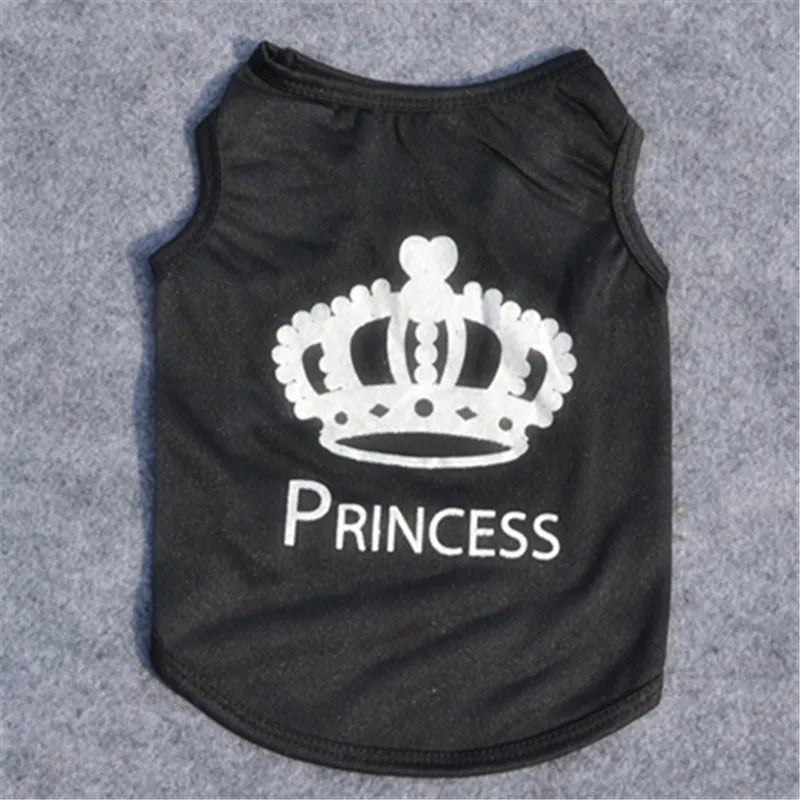 Princess Crown Dog Shirts Vest, Puppy Summer Dog Clothes for Small Dogs, Puppy Cat T Shirt Pet Apparel