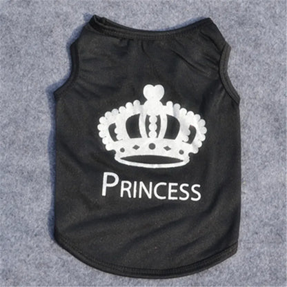 Princess Crown Dog Shirts Vest, Puppy Summer Dog Clothes for Small Dogs, Puppy Cat T Shirt Pet Apparel