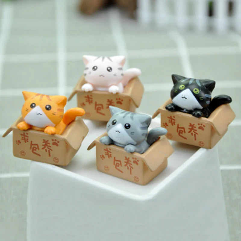 Kawaii Mini Cat Ornament Garden kitten statue Gift For Kids Children Baby Room Decoration Toy