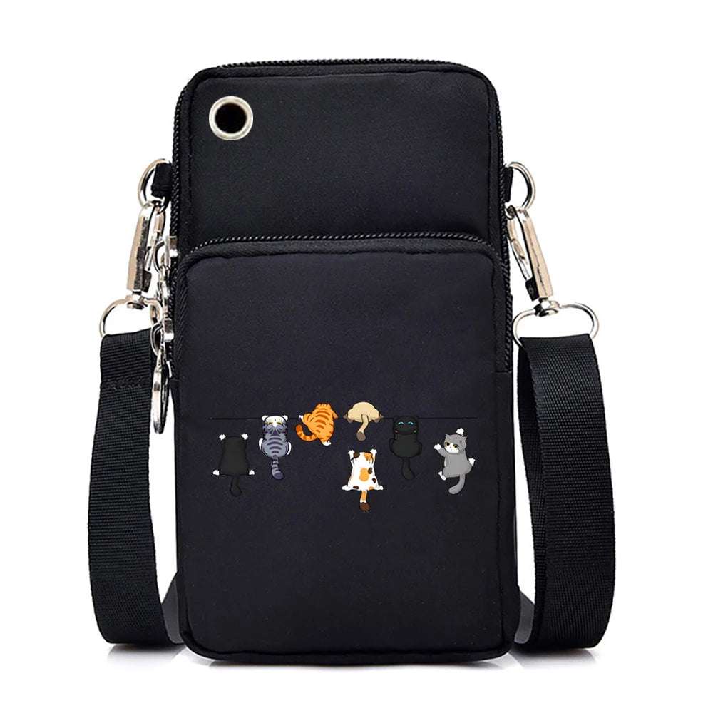 2024 Zipper Small Crossbody Bags Cartoon Anime Cat Women's Shoulder Purses and Handbags Girls Fashion Animal Mobile Phone Bag