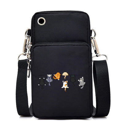 2024 Zipper Small Crossbody Bags Cartoon Anime Cat Women's Shoulder Purses and Handbags Girls Fashion Animal Mobile Phone Bag