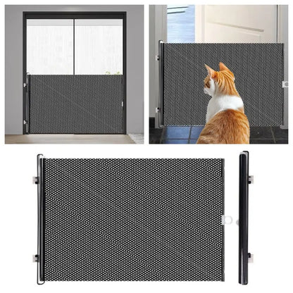Durable Guard Retractable Fence Gate Barrier Folding Pet Safety Enclosure Universal Black Baby Safe Guard Door Home