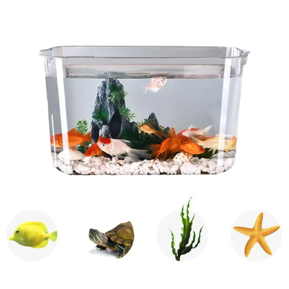 Transparent Explosion-proof Plastic Fish Tank Fall Prevention PET Desktop Goldfish Bowl Small Ecological Water Tank