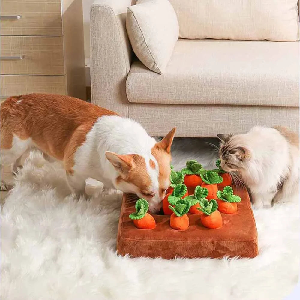 Carrot Snuffle Mat for Dogs Cats Puzzle Toy with 12 Carrots for Small Medium Large Interactive Pet Stress Relief Dogs Chew Toys