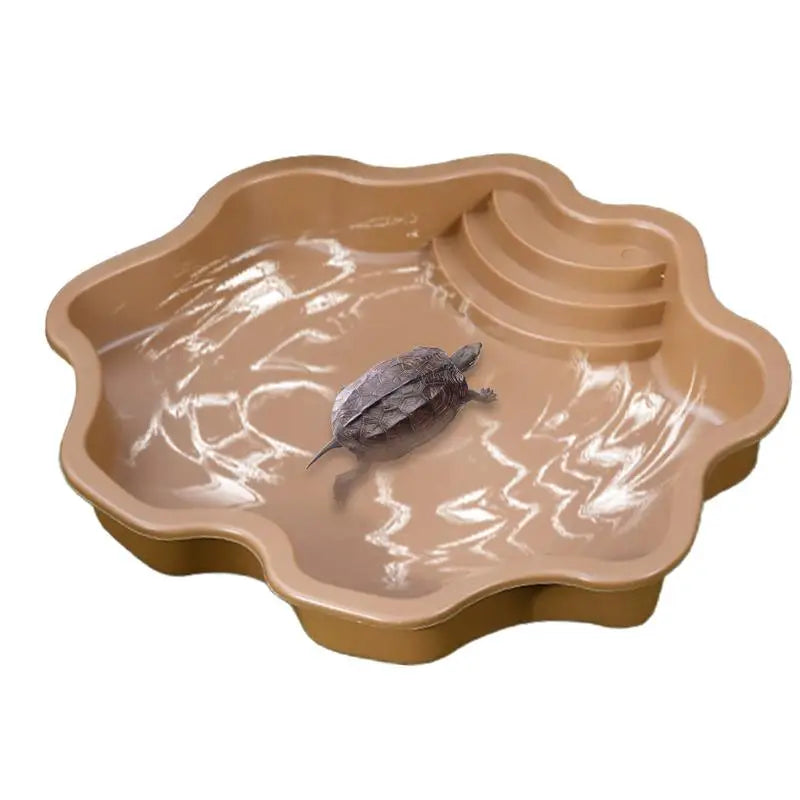 Turtle Pool Large Reptile Turtle Bathing Tub Feeding Bowl Lizards Habitat With Ramp Tortoise Feeder Feeding Bowl for Small Gecko