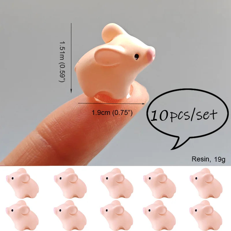 10PCS Dog Squirrel Fox Rabbit Sheep Duck Pig Cat Horse Frog Turtle Snake Koala Figurine Miniature Fairy Garden Decor Accessories