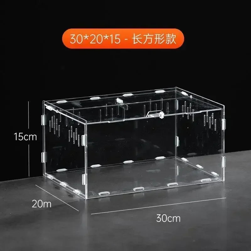 Transparent Acrylic Reptile Terrarium Habitat Box Nano Arboreal Tarantula Enclosure Spider Scorpion Bearded Dragon Habitat