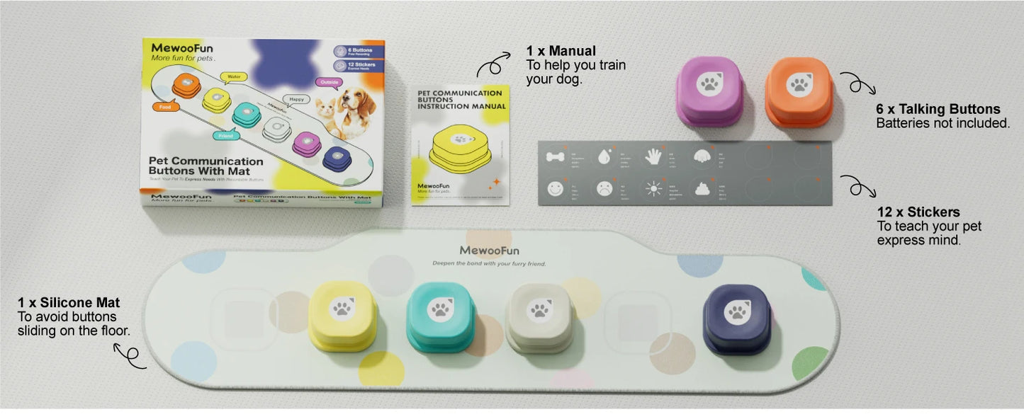 Mewoofun Dog Buttons Training Words Dog Talking Training Buttons Set 6 Packs for Communication Starter Pack with Training Manual