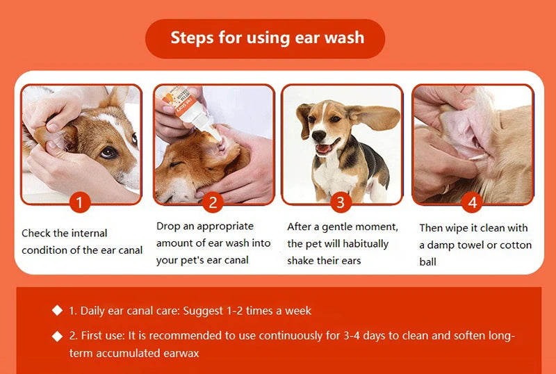 Pet Ear Drops For Cat Dog Ear Cleaner Removes Ear Mites Relieve Itching Pet Cleaning Supplies