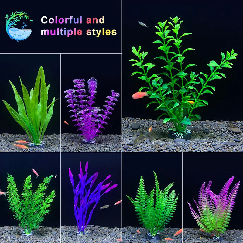7.08 吋魚缸仿真植物水族箱人造裝飾植物擺飾水草魚缸塑膠裝飾 18 厘米