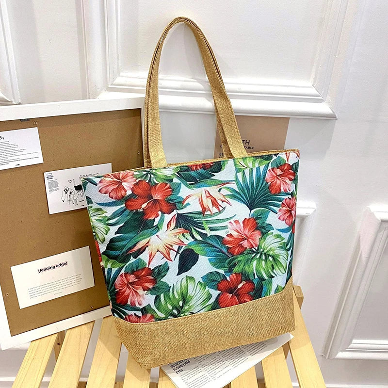 Women Handbag Floral Printed Beach Shopping Large Capacity Tote Bag Fashion Casua High Capacity Travel Ladies Shoulder Bag New