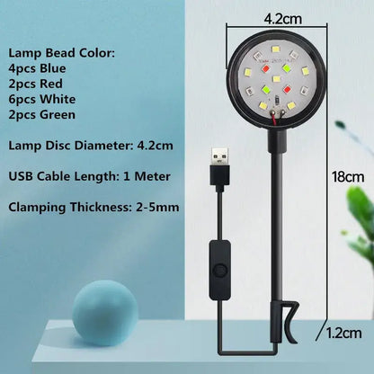 3W 5V USB 水族燈 LED 防水魚缸照明水下魚燈水族箱裝飾植物燈迷你魚缸燈