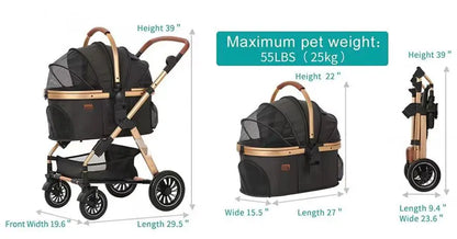Pet Stroller Can Be Detached for Cats and Dogs The Large Space Is Comfortable and The Dog Stroller Is Easy To Fold