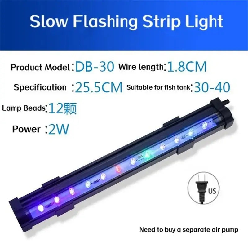 Aquarium Fish Tank LED Colorful Light EU/US Plug Submersible Waterproof Bar Strip Lamp Submersible Lightings Tank Decoration