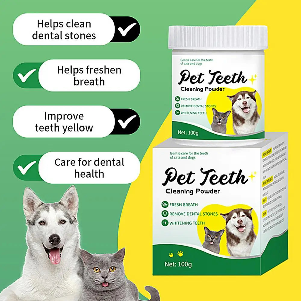 Food grade canine tooth cleaning powder, advanced care 100g formula, small and medium-sized canine tooth powder
