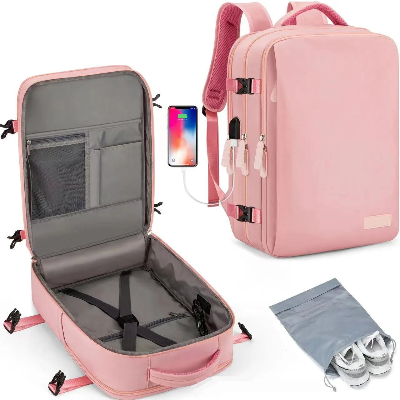 Travel Backpack 40x20x30 Cabin Plane Waterproof Expandable Weekender Laptop With USB Port Ryanair Carry-On Women Men Backpack