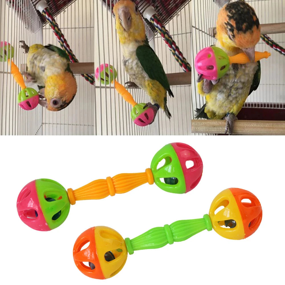 3/2/1 PCS Parrot Toy Creative Rattle Bite Resistant Bird Bite Toy Double-head Bell Ball Toy Parrot Training Toy Bird Toys