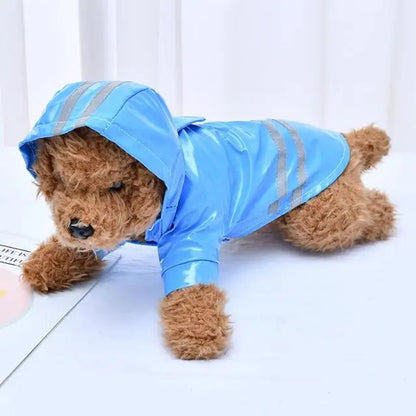 Waterproof Dog Raincoat with Hood & Reflective Strip Jacket