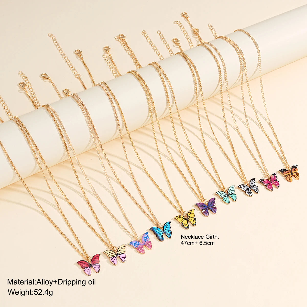 10 Pcs Fashion Butterfly Necklaces For Women Boho Vintage Colorful Simple Pendant Choker Chain 2024 New Jewelry Gifts Wholesale