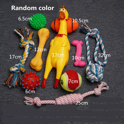 Dog Toys Pet Ball Bone Rope Squeaky Plush Toys Kit Puppy Interactive Molar Chewing Toy for Small Large Dogs Pug Supplies