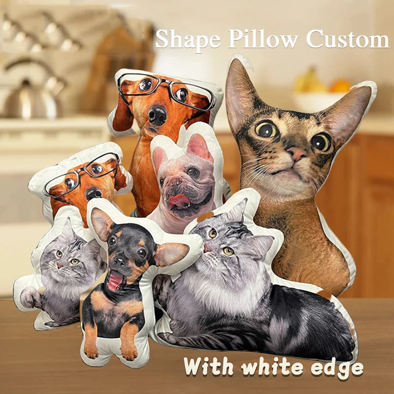 DIY Personalized Photo Custom Pillow 3D-Printed Pet Dog Cat Plush Cushion Stuffed Animal Pillow for Sofa Bed Decor Birthday Gift