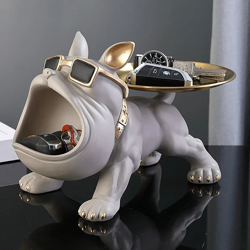 Home Decor Bulldog Figurine Dog Statue Storage Box Animal Ornament Resin Craft Art Sculpture