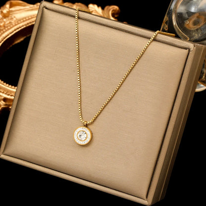 EILIECK 316L Stainless Steel Moon Pearl Zircon Puppy Pendant Necklace For Women Girl New Fashion Neck Chain Jewelry Gift Bijoux