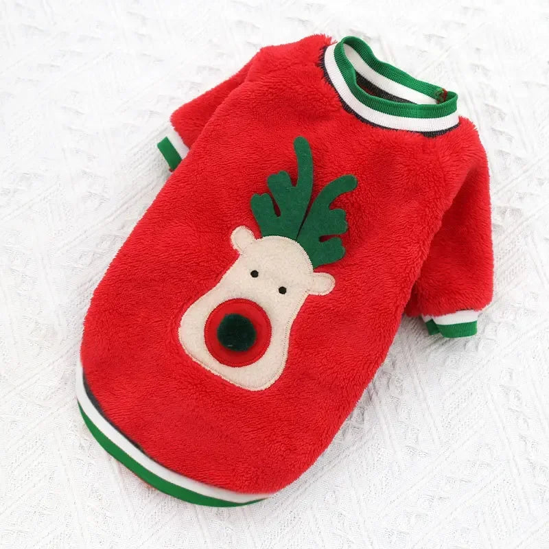 Dog Christmas Clothes Winter Warm Pet Clothes for Small Medium Dogs Elk Santa Claus Dog Cats Coat Hoodies Christmas Dogs Costume