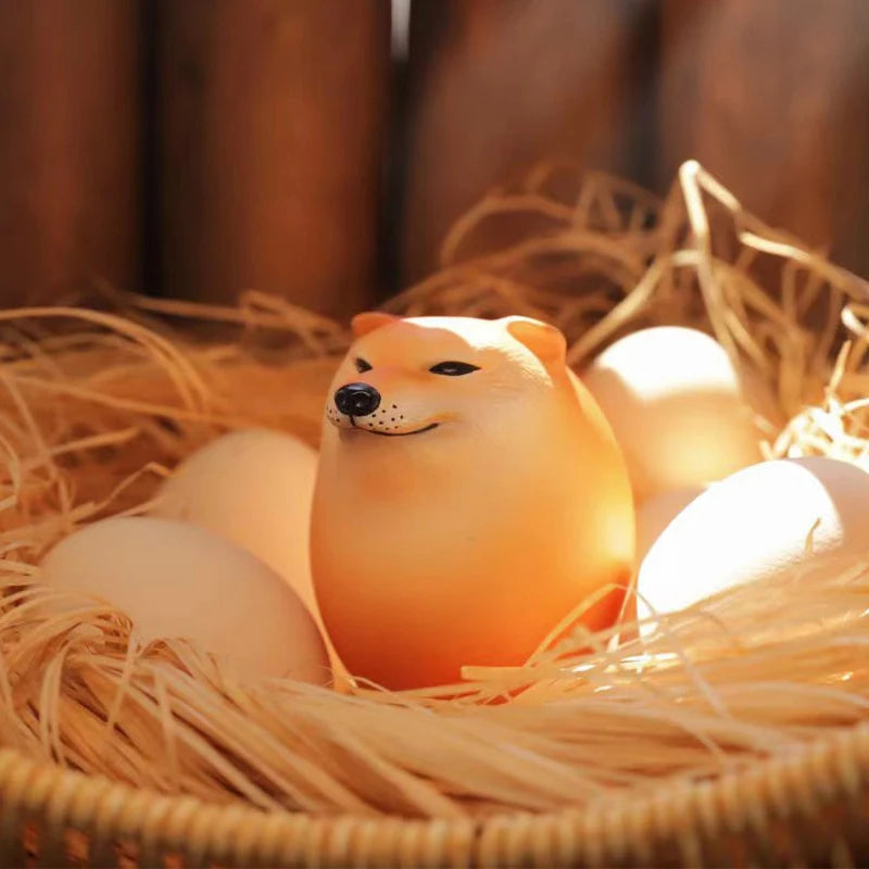 1PCS Creative Shiba Inu Realistic Egg Shape PVC Desk Decor Dog & Egg Union Decorations For Home Offices Fun