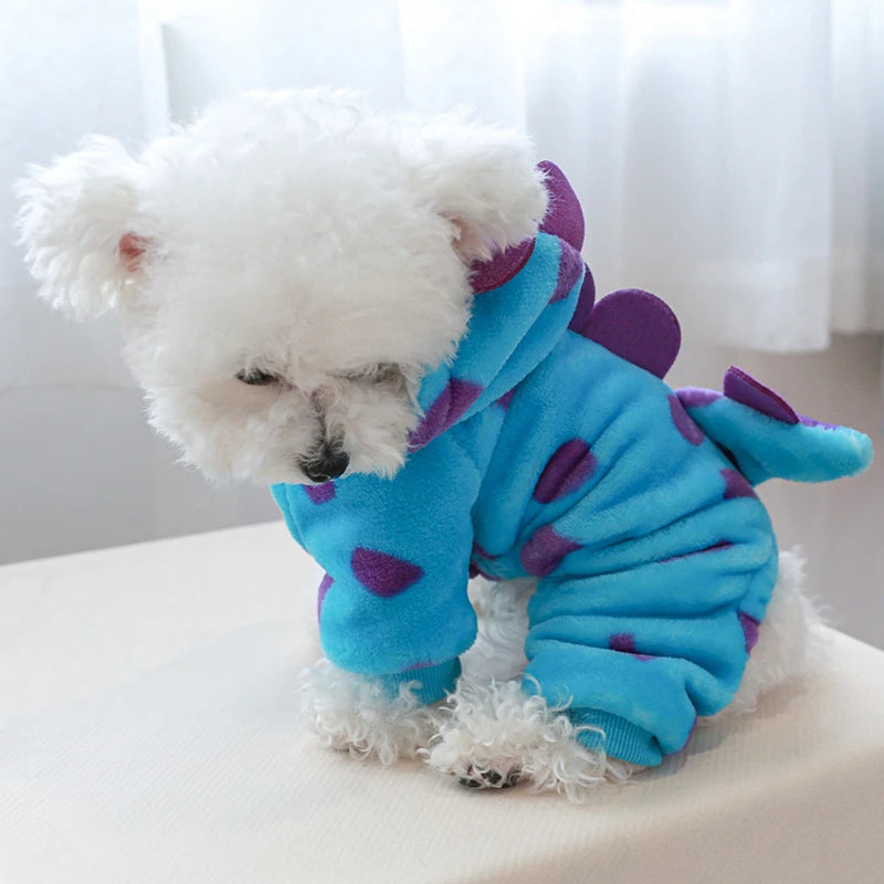 Super Soft Fleece Pet Clothing for Puppy Autumn Winter Plush Warm Dog Overalls Four Legged Dinosaur Unicorn Cosplay Cat Clothing